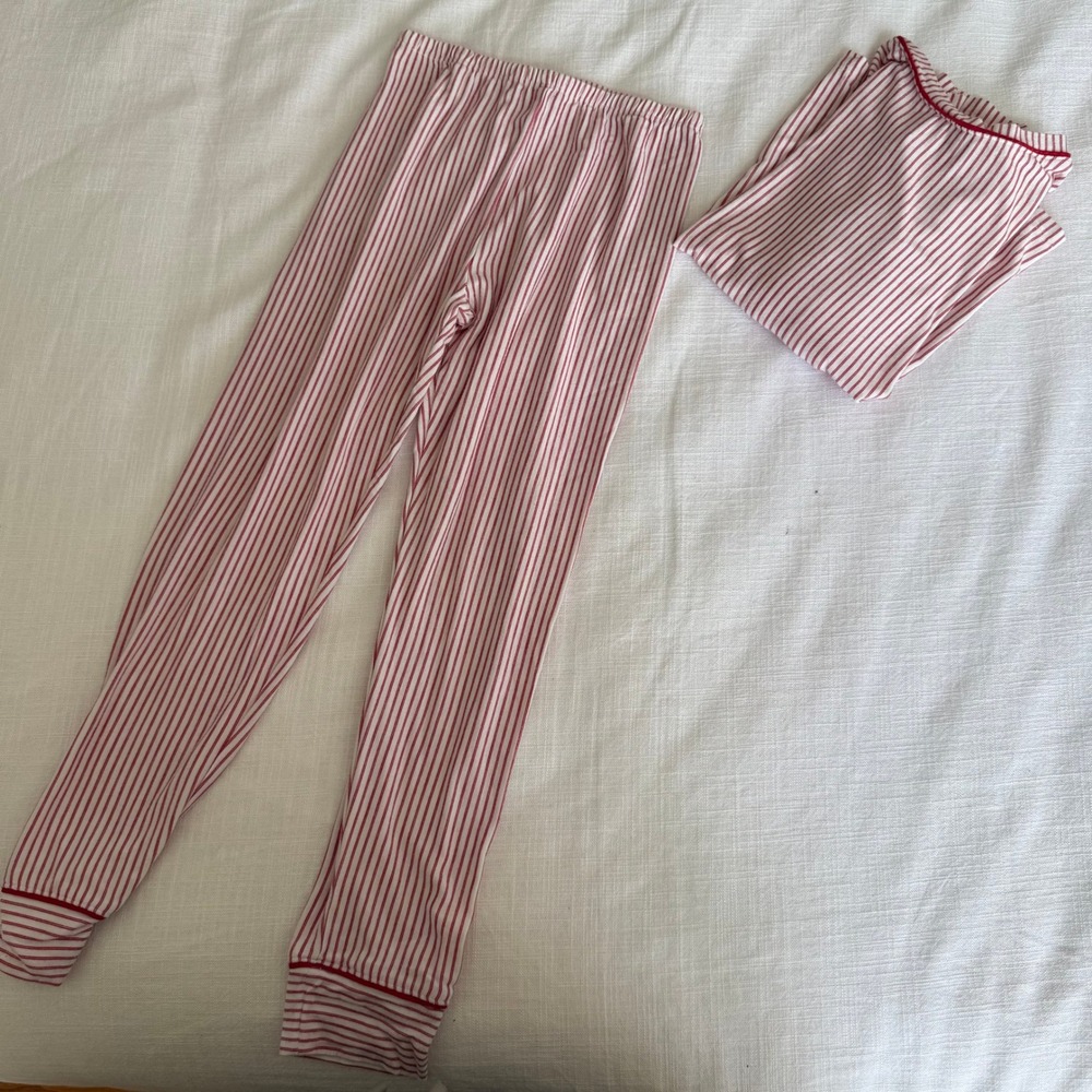 Eberjey Kids Gisele Red White Striped Tencel Modal Pajama Set Size 6 Long Sleeve - Picture 6 of 6